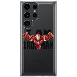ERT GROUP mobiltelefonfodral för Samsung S23 ULTRA originalt och officiellt licensierat Marvel mönster Iron Man 028 optimalt anpassad till formen på mobiltelefonen, gedeeltelijk transparant
