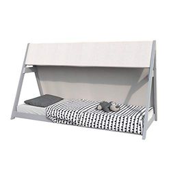 Lit cabane TIPI 90x200 + 1 toile + 1 sommier / Gris