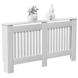 Vida Designs Chelsea radiatorafdekking, modern lattendesign, wit gelakt MDF, groot