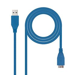 Brightium Cable USB 3.0 Tipo A/M a Micro B/M, 1.0 m, color azul, ideal para transferencia de datos y carga de dispositivos.
