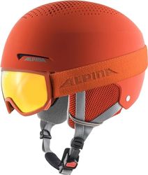 ALPINA Unisex - Kinderen, ZUPO SET (+SCARABEO JR.) Skihelm, pumpkin-orange matt, 48-52 cm