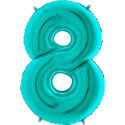Ballonim Palloncino con numeri 0-9, 100 cm, Tiffany, blu, turchese, menta, con numeri a elio, XXL (numero 8)