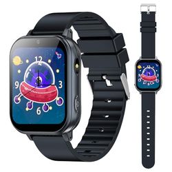 PTHTECHUS Smart Watch voor kinderen, kinderhorloge met fotoapparaat, MP3-speler, leren en spelen, kindercadeau voor jongens en meisjes van 3 tot 12 jaar, zwart