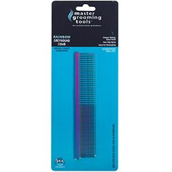 Master Grooming Tools Peignes arc-en-ciel pour lévrier — Peignes de style européen pour toilettage de chiens – Moyen/épais, 18,3 cm, bleu