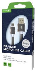 Simply ICMC03 Cabo micro USB entrançado (1,5 m), preto