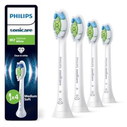 Philips Sonicare W2 Optimal White - Têtes de brosse à dents de rechange d'origine, blanc, lot de 4, HX6064/87