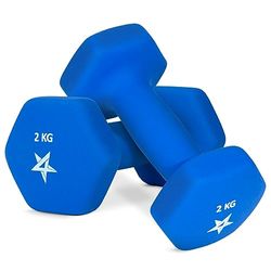 Yes4All Neopren dumbbell par 2 kg handvikt styrka träning för hem gym fitness – 2 kg blå