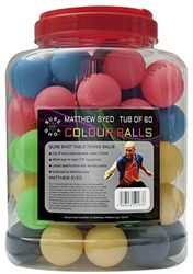 Sure Shot Matthew Syed Barrel of 60 Multi-coloured Table Tennis Balls White 40mm