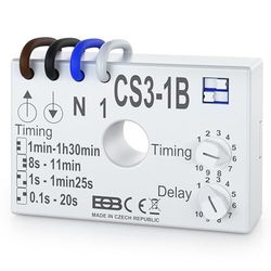ELEKTROBOCK CS3-1B relé Temporizador | Interruptor temporizado 230 V | para Ventiladores e iluminación | Montaje en Caja de instalación Debajo del Interruptor con conexión por Cable