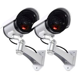 tempo di saldi 2 Telecamere Di Sorveglianza Finte Da Esterno Luce Led Lampeggiante Infrarossi