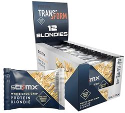 SCI-MX High Protein White Choc Chip Blondie Box - 20g protein, 2g sugar + 259 calories per blondie - Pack of 12 x 65 g - Low Sugar - Pre/Post Workout Snack - No Palm Oil - Suitable for Vegetarians