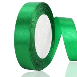 OWill Groen satijnen lint, dubbelzijdig polyester 20 mm x 22 m (24 yards) cadeauverpakkingslint voor taartdecoratie, doe-het-zelf naaiproject, feestballon en haarstrikken decoratie