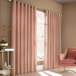 Furn Himalaya Ringtop Cortinas Ojal (Par) Poliéster-Blush Pink-229Cm X 229Cm (90" X 90" Pulgadas), 229 X 229Cm, Sonrojo, 90x90 (229x229cm)