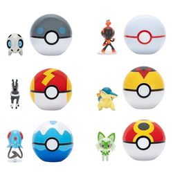 Pokemon 95057-20 Clip´N´Go Figuras de acción – Aron, Charcadet, Blitzle, Cyndaquil, Sprigatito, Tentacool – Figura Oficial para niños de 4 años