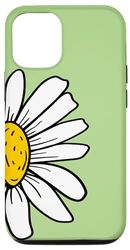 Carcasa para iPhone 13 Ilustración floral de la flor del sol de la margarita verde pálido