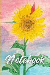 Sunflower Art Lined Writing Journal Notebook Diary 6x9"120 pages: Cover art: Sunflower of Life by DanFF