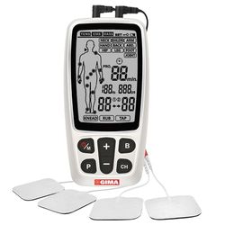 GIMA - Tens Gima-Care 3in1 à 2 canaux avec fonction de massage et électrostimulation musculaire et nerveuse transcutanée, pour soulager les douleurs, entraîner et détendre les muscles et les tendons,