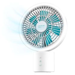 Cecotec Draagbare bureaustandaardventilator EnergySilence 8000 Portable Light Desk, 8000mAh, Lange levensduur, 8 Inch, LED-ring, 360º Oscillatie, Verstelbare kanteling, 4 Snelheden