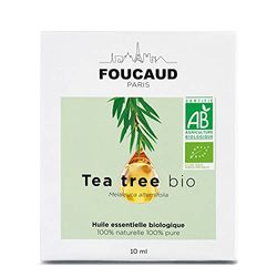 FOUCAUD | Tea Tree Oil | Olio Essenziale | BIOLOGICO | 100% Naturale 100% Puro | Contro Acne e Brufoli | Roll on Incluso | Prurito | Igiene Orale |10 ml | Aromaterapia | Marca Francese Nata nel 1946