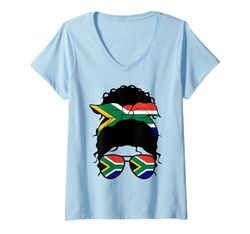 Womens South African Girl South Africa Flag Proud Woman V-Neck T-Shirt