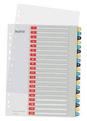 Leitz PC-skrivbart register i A4-format, 1-20, 10-pack, robust, flerfärgad, Cosy-serien, 12490000