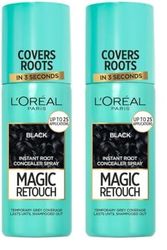 L'Oréal Magic Retouch Instant Root Concealer Spray, Ideal for Touching Up Grey Root Regrowth, 75 ml, Colour: Black (Pack of 2)
