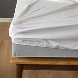 Komfortec Drap-Housse 180 x 200 cm, pour lit à sommier tapissier jusqu'à 15-30 cm de Hauteur, Blanc