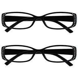 The Reading Glasses Company Black Diamonte Style Readers Value 2 Pack Designer Style Womens Ladies RR93-1 +1.00