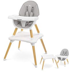 Trona convertible 2 en 1 de Caretero Tuva, de trona a juego de silla y mesa (gris)