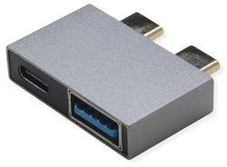 ROLINE Adapter USB 3.2 Gen 2, 2 x USB typu C - 1x typ A + 1 x C, ST/BU, kolor srebrny