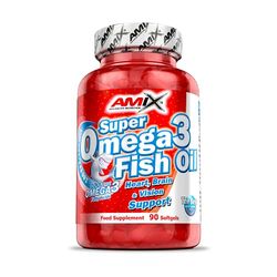 AMIX - Complemento alimentar com Omega 3 - Super Omega 3 em formato de 90 cápsulas - com óleo de peixe - melhora a circulação sanguínea e protege as células do stress oxidante