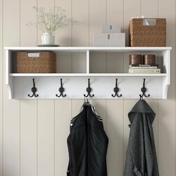 Dmora Murasaki Multi-Purpose Coat Rack, Wall Hanger, 120 x 22 x H 37 cm, White