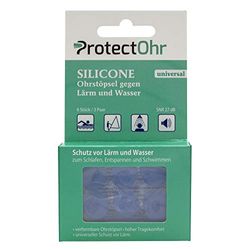 PROTECTOHR Silicone Universal Earplugs, 3 paia di silicone impermeabile, tappi per le orecchie contro il rumore e l'acqua, per il nuoto/la doccia/gli sport acquatici, 6 pezzi.