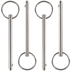 Lot de 4 goupilles à dégagement rapide, diamètre 6,3 mm, longueur totale 9,5 cm, longueur utile 7,6 cm, acier inoxydable 316, broche supérieure Bimini, matériel marin