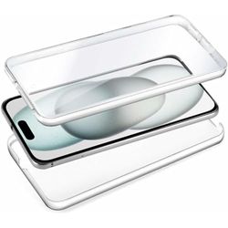Cool 3D Silicone Case for iPhone 15 (Transparent Front + Back)