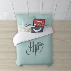 FUNDA NÓRDICA CON BOTONES 100% ALGODÓN MODELO HARRY POTTER MINT PARA CAMA DE 120 (200X200 CM.)