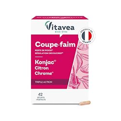 Vitavea - Coupe Faim Konjac, Chrome - Minceur, Perte de Poids, Satiété, Régulation des Sucres - Concentré en Glucomannanes - Coupe Faim Puissant et Efficace - 42 gélules - 7 jours - Fabriqué en France