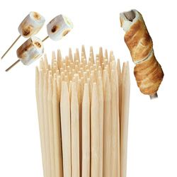 Relaxdays bambù, Marschmallow, Universali, L: 90, Spiedini in Legno, Set da 100 Spiedi da 90 cm per Salsicce, Cucina, Griglia e Barbecue, Attrezzo BBQ, Naturale, Rosa