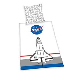 Herding NASA - Juego de Cama (Funda nórdica de 135 x 200 cm y Funda de Almohada de 80 x 80 cm, Cierre de Botones, 100% algodón), diseño Reversible