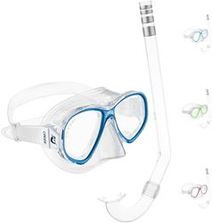 Cressi Set Perla Jr + Minigringo Ensemble Combo Masque de plongée et Tuba Unisex-Youth, Transparent/Bleu, Une Taille