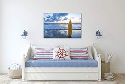 Homemania HOMENG_0028 Quadro Sea And Surf Decoro Stampa, Disegno Cornice, Pannello, Multicolore, in Legno, Cotone, 60x120x3 cm