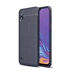 Xyamzhnn Caja del Teléfono A Prueba De Golpes Litchi Textura TPU For La Galaxia A10 St (Color : Navy Blue)