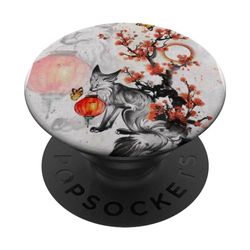 Fox Giapponese Nove Coda Fiori Di Ciliegio Fiori Kitsune PopSockets PopGrip Intercambiabile