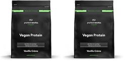 THE PROTEIN WORKS - Protéine Végane | 25g de protéines végétales | Qualité première | Shake de protéines végétales | 16 Servings | Crème Vanillée | 500g (Lot de 2)