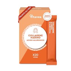 Collagene Marino e Acido Ialuronico – Stickpack Orodispersibili Senza Acqua – Integratore Antietà per Pelle Tonica e Luminosa – Gusto Albicocca– 20 Stickpack – Vitavea