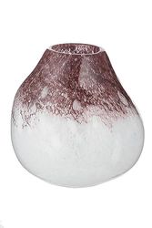 GILDE GLAS art Jarrón Decorativo – Florero de Cristal Tintado – Decoración de salón otoño – Regalo para Mujeres decoración Navidad cumpleaños – Color: Blanco marrón – Ø 15 cm Altura 15 cm