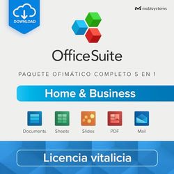 OfficeSuite Home & Business | Paquete ofimático 5 en 1 | Documentos, hojas de cálculo, presentaciones, PDF, correo y calendario | Licencia vitalicia | 1 PC de Windows | 1 usuario [Online Code]