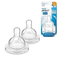 Philips Avent Anti-colic-speen - Speen voor snelle toevoer - 6m+ - Minder darmkrampjes - Ononderbroken voeden - 2 stuks - SCF634/27