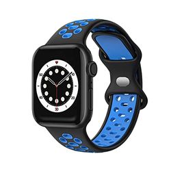 Fabstrap Cinturino di ricambio compatibile con Apple Watch da 38 mm, 40 mm, 41 mm, compatibile con iWatch Serie 7 (41 mm), serie SE 6/5/4 (40 mm), serie 3/2/1 (38 mm), nero blu, GB-S8-HL-S