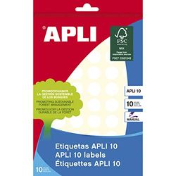 APLI 1626 - Étiquettes adhésives manuelles circulaires, blanc, 10H